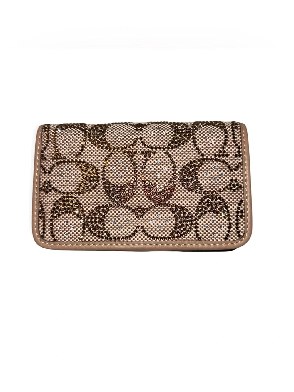 Coach Essential Slim Card Case NWT Crystal Jacquard Wallet Mushroom